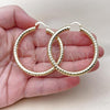 Oro Laminado Medium Hoop, Gold Filled Style Hollow Design, Diamond Cutting Finish, Golden Finish, 02.213.0312.50