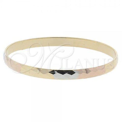 Oro Laminado Individual Bangle, Gold Filled Style Diamond Cutting Finish, Tricolor, 03.63.0022 (06 MM Thickness, Size 5 - 2.50 Diameter)