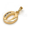 Oro Laminado Fancy Pendant, Gold Filled Style Initials Design, with White Cubic Zirconia, Polished, Golden Finish, 05.26.0027