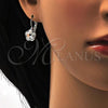 Rhodium Plated Leverback Earring, Flower Design, with Crystal Swarovski Crystals, Polished, Rhodium Finish, 02.239.0012.3