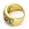 Oro Laminado Multi Stone Ring, Gold Filled Style with Multicolor Cubic Zirconia, Polished, Golden Finish, 01.206.0003.08 (Size 8)