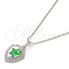 Rhodium Plated Pendant Necklace, Star Design, with Green Opal and White Micro Pave, Polished, Rhodium Finish, 04.63.1325.7.18