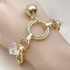 Oro Laminado Charm Bracelet, Gold Filled Style with Aurore Boreale Crystal, Polished, Golden Finish, 03.331.0307.09