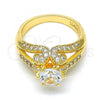 Oro Laminado Multi Stone Ring, Gold Filled Style with White Cubic Zirconia, Polished, Golden Finish, 01.284.0018.07 (Size 7)