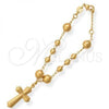 Oro Laminado Bracelet Rosary, Gold Filled Style Cross Design, Polished, Golden Finish, 5.213.013.08