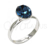 Rhodium Plated Multi Stone Ring, with Montana Swarovski Crystals, Polished, Rhodium Finish, 01.239.0004.4 (One size fits all)