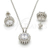 Sterling Silver Earring and Pendant Adult Set, with White Cubic Zirconia, Polished, Rhodium Finish, 10.175.0062