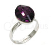 Rhodium Plated Multi Stone Ring, with Amethyst Swarovski Crystals, Polished, Rhodium Finish, 01.239.0008.3 (One size fits all)