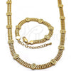 Oro Laminado Necklace and Bracelet, Gold Filled Style Guadalupe Design, Polished, Golden Finish, 06.185.0010