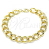 Oro Laminado Fancy Bracelet, Gold Filled Style Diamond Cutting Finish, Golden Finish, 03.331.0149.09