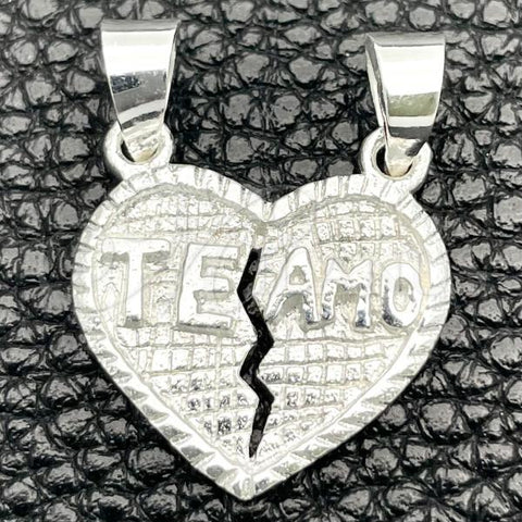 Sterling Silver Religious Pendant, Heart Design, Polished, Silver Finish, 05.392.0019