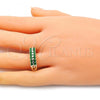 Oro Laminado Multi Stone Ring, Gold Filled Style with Green Cubic Zirconia, Polished, Golden Finish, 01.346.0023.3.07