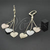 Oro Laminado Long Earring, Gold Filled Style Heart Design, Diamond Cutting Finish, Tricolor, 5.083.010