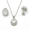 Sterling Silver Earring and Pendant Adult Set, with White Cubic Zirconia, Polished, Rhodium Finish, 10.174.0273