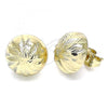 Oro Laminado Stud Earring, Gold Filled Style Diamond Cutting Finish, Golden Finish, 02.100.0124