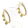 Oro Laminado Stud Earring, Gold Filled Style Heart Design, with White Micro Pave, Polished, Golden Finish, 02.341.0111