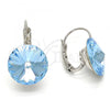 Rhodium Plated Leverback Earring, with Light Turquoise Swarovski Crystals, Polished, Rhodium Finish, 02.239.0005