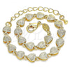 Oro Laminado Fancy Bracelet, Gold Filled Style Heart Design, Polished, Golden Finish, 03.145.0014.08