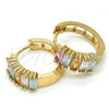 Oro Laminado Huggie Hoop, Gold Filled Style with Multicolor Cubic Zirconia, Polished, Golden Finish, 02.210.0075.15