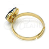 Oro Laminado Multi Stone Ring, Gold Filled Style Heart Design, with Denin Blue Swarovski Crystals, Polished, Golden Finish, 01.239.0002.8 (One size fits all)