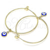 Oro Laminado Medium Hoop, Gold Filled Style Evil Eye Design, Blue Enamel Finish, Golden Finish, 02.213.0220.40