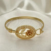 Oro Laminado Individual Bangle, Gold Filled Style Flower Design, Polished, Golden Finish, 07.185.0002.1.04