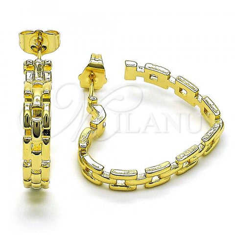 Oro Laminado Medium Hoop, Gold Filled Style Heart Design, Polished, Golden Finish, 02.210.0761.30