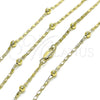 Oro Laminado Basic Necklace, Gold Filled Style Ball Design, Polished, Golden Finish, 04.213.0317.18