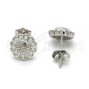 Sterling Silver Stud Earring, Flower Design, with White Micro Pave, Polished, Rhodium Finish, 02.175.0052