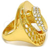 Oro Laminado Multi Stone Ring, Gold Filled Style Spiral Design, with White Crystal, Polished, Golden Finish, 01.241.0018.07 (Size 7)