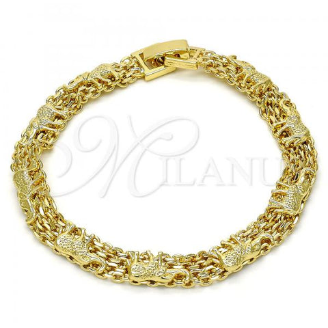 Oro Laminado Fancy Bracelet, Gold Filled Style Elephant Design, Polished, Golden Finish, 03.213.0041.08