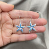 Sterling Silver Dangle Earring, Star Design, with Bermuda Blue Opal, Polished, Silver Finish, 02.391.0009