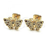 Oro Laminado Stud Earring, Gold Filled Style Butterfly Design, with Garnet and White Micro Pave, Polished, Golden Finish, 02.26.0289.1