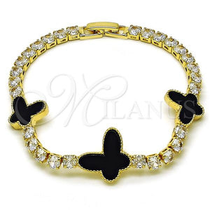 Gold Filled Bracelet — Fancy Bracelet Butterfly Design with Black Mother of — main product view — SKU 157580 | Oro Laminado brazalete — elegante Bracelet mariposa diseño with negro Mother of — SKU 157580