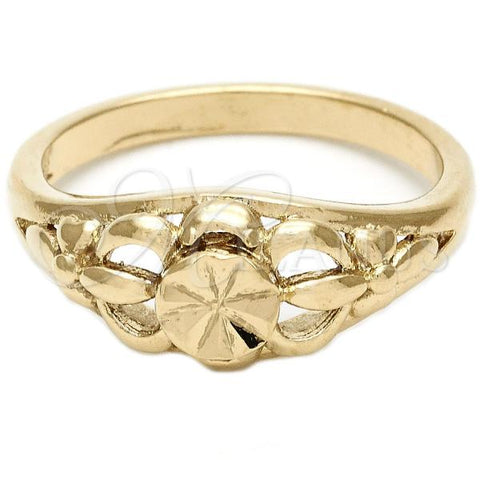 Oro Laminado Elegant Ring, Gold Filled Style Flower Design, Diamond Cutting Finish, Golden Finish, 01.63.0561.09 (Size 9)