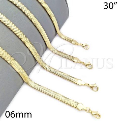 Oro Laminado Basic Necklace, Gold Filled Style Rat Tail Design, Polished, Golden Finish, 04.213.0065.30