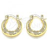 Oro Laminado Small Hoop, Gold Filled Style Heart Design, Polished, Golden Finish, 02.233.0036.15