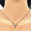 Sterling Silver Pendant Necklace, with White and White Cubic Zirconia, Polished, Rose Gold Finish, 04.336.0084.1.16