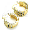 Oro Laminado Small Hoop, Gold Filled Style with Black and White Cubic Zirconia, Polished, Golden Finish, 02.210.0286.2.20