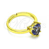 Oro Laminado Multi Stone Ring, Gold Filled Style Heart Design, with Amethyst Cubic Zirconia, Polished, Golden Finish, 01.341.0075.4
