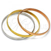 Stainless Steel Trio Bangle, Polished, Tricolor, 07.244.0001.04 (05 MM Thickness, Size 4 - 2.25 Diameter)