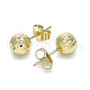 Oro Laminado Stud Earring, Gold Filled Style Diamond Cutting Finish, Golden Finish, 02.100.0058.1