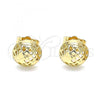 Oro Laminado Stud Earring, Gold Filled Style Heart Design, Polished, Golden Finish, 02.156.0608
