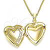 Oro Laminado Pendant Necklace, Gold Filled Style Heart Design, Polished, Golden Finish, 04.117.0018.20