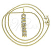 Oro Laminado Pendant Necklace, Gold Filled Style with White Micro Pave, Polished, Golden Finish, 04.313.0023.20