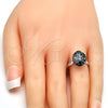 Rhodium Plated Multi Stone Ring, with Crystal Black Patina Swarovski Crystals, Polished, Rhodium Finish, 01.239.0008.5 (One size fits all)