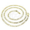 Oro Laminado Basic Necklace, Gold Filled Style Figaro Design, Polished, Golden Finish, 04.213.0241.20