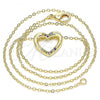 Oro Laminado Pendant Necklace, Gold Filled Style Heart Design, with Multicolor Micro Pave, Polished, Golden Finish, 04.156.0329.3.20