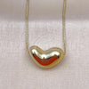 Oro Laminado Pendant Necklace, Gold Filled Style Heart Design, Polished, Golden Finish, 04.213.0311.18