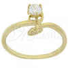 Oro Laminado Multi Stone Ring, Gold Filled Style with White Cubic Zirconia, Diamond Cutting Finish, Golden Finish, 5.167.034.08 (Size 8)